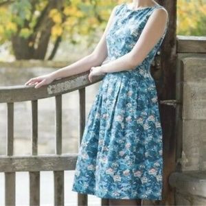Modcloth Teal Floral Midi Dress